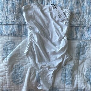 WeWoreWhat White strapless rouched bodysuit